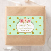 Mint Gold Dots Floral Baby Dusche Labels (Insitu)