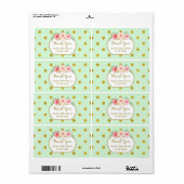 Mint Gold Dots Floral Baby Dusche Labels (Vorne)