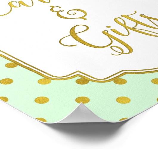 Mint Gold Dots Karten und Geschenke-Zeichen Poster (Ecke)