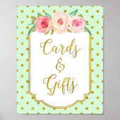 Mint Gold Dots Karten und Geschenke-Zeichen Poster (Vorne)