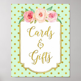 Mint Gold Dots Karten und Geschenke-Zeichen Poster