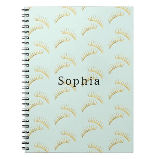 Mint Gold Eyelashes Notizblock (Vorderseite)