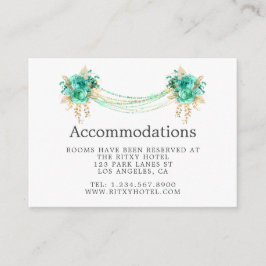 Mint & Gold Floral Lights Hochzeitsunterkünfte Begleitkarte