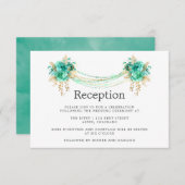 Mint & Gold Floral String Lights Hochzeitsempfang Einladung (Vorne/Hinten)