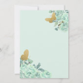 Mint Gold Floral Tiara Butterfly Sweet 16 Einladung (Rückseite)