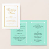 Mint & Gold Foil Elegantes Hochzeitsmenü Folienkarte (Anzeige)