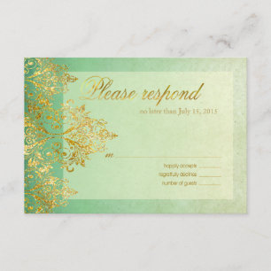 Mint & Gold Gatsby Glitzer Blüht UAWG RSVP Karte
