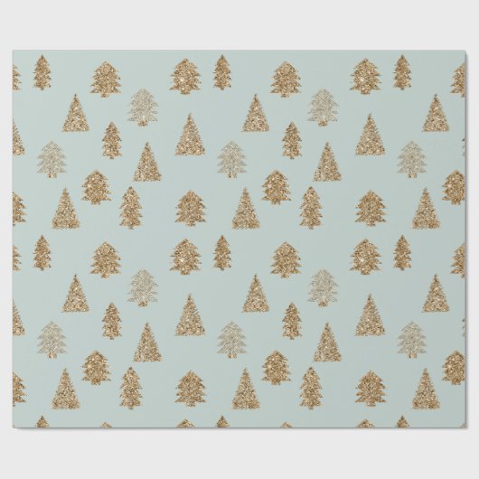 Mint Gold Glitter Glam Christmas Trees Geschenkpapier (Flach)