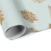Mint Gold Glitter Glam Christmas Trees Geschenkpapier (Rolleneckpunkt)