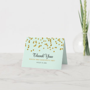 Mint Gold Glitter Konfetti Junggesellinnenabschied Dankeskarte
