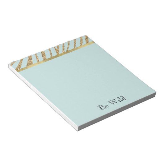 Mint Gold Glitter Zebra Notizblock (angewinkelt)