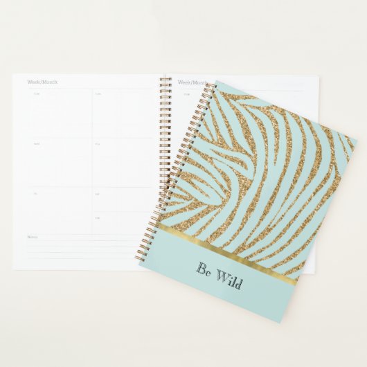 Mint Gold Glitter Zebra Planer (Anzeige)