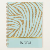 Mint Gold Glitter Zebra Planer (Vorderseite)