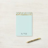 Mint Gold Glitter Zebra Post-it Klebezettel (Auf Schreibtisch)