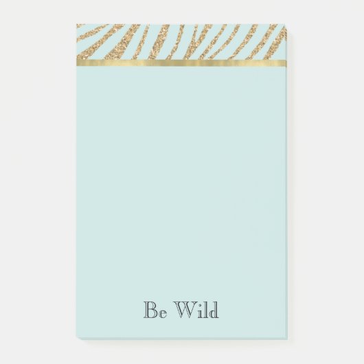 Mint Gold Glitter Zebra Post-it Klebezettel (Vorderseite)