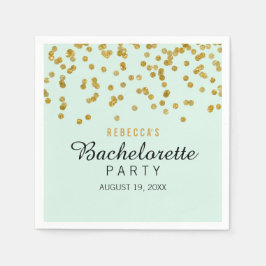 Mint Gold Glitzer Confetti Bachelorette Napkins Serviette