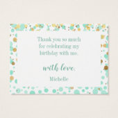 Mint Gold Glitzer Confetti Geburtstag Vielen Dank (Rückseite)