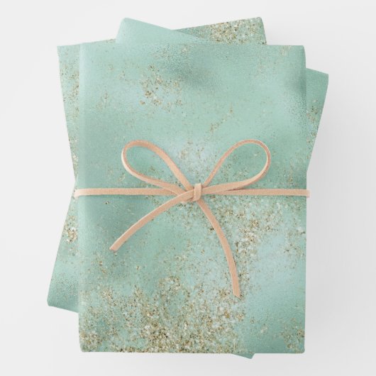 Mint Gold Glitzer Glitz Geschenkpapier Set (Beispiel)