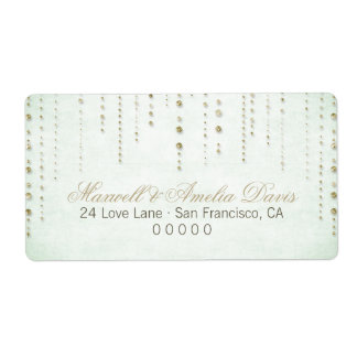 Mint & Gold Glitzer Look Hochzeitadresse Labels