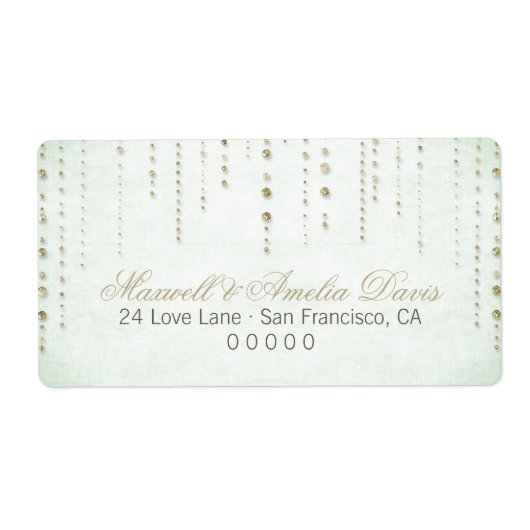Mint & Gold Glitzer Look Hochzeitadresse Labels (Vorne)