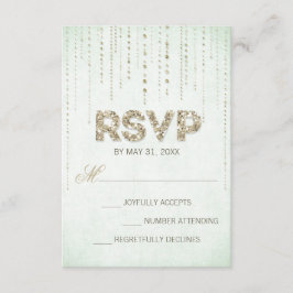 Mint & Gold Glitzer Look Hochzeitkarte RSVP Karte