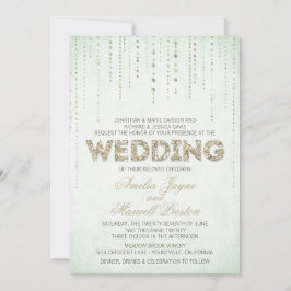 Mint & Gold Glitzer schauen Hochzeitseinladung an Einladung