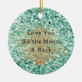 Mint Gold Glitzer Weihnachtsbaum Keramik Ornament (Vorne)