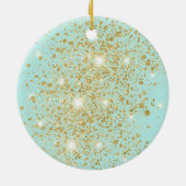 Mint Gold Glitzer Weihnachtsbaum Liebe Keramik Ornament (Hinten)