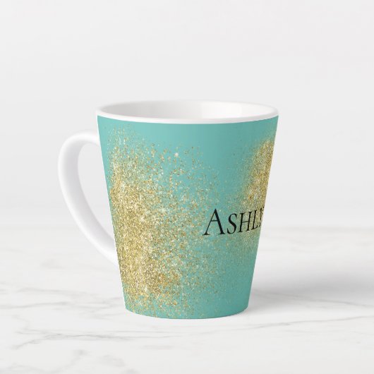 Mint Gold Glitzy Glitzer Milchtasse (Linke Ecke)