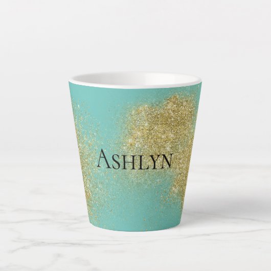 Mint Gold Glitzy Glitzer Milchtasse (Vorderseite)