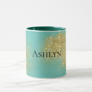 Mint Gold Glitzy Glitzer Tasse