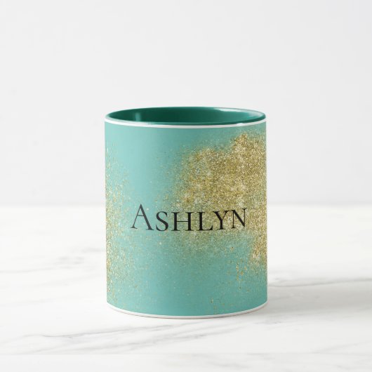 Mint Gold Glitzy Glitzer Tasse (Zentrum)