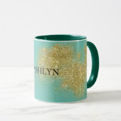 Mint Gold Glitzy Glitzer Tasse (VorderseiteRechts)