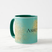 Mint Gold Glitzy Glitzer Tasse (Vorderseite Links)