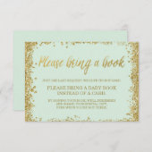 Mint Gold Imitats Glitzer Baby Showbook Begleitkarte (Vorne/Hinten)