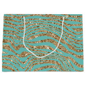 Mint Gold Imitats Glitzer Zebra Große Geschenktüte (Vorderseite)
