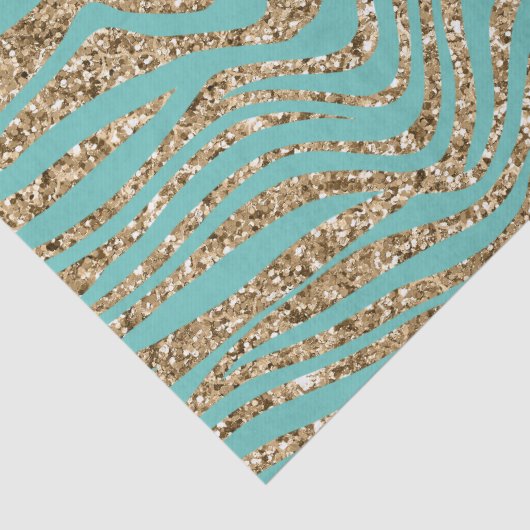 Mint Gold Imitats Glitzer Zebra Seidenpapier (Detail)