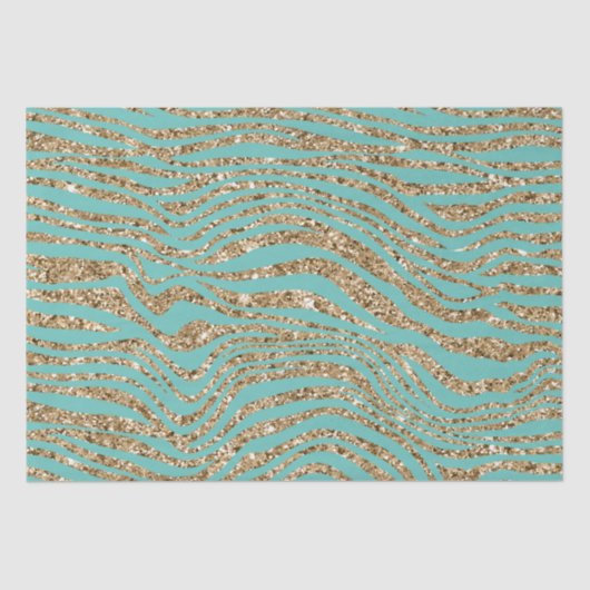 Mint Gold Imitats Glitzer Zebra Seidenpapier (Vorderseite)