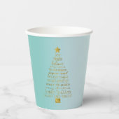 Mint Gold Inspirational Christmas Tree Peace Joy Pappbecher (Vorderseite)