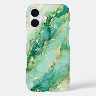 Mint & Gold Marmor Luxus iPhone 16 Hülle