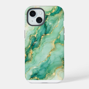 MINT & GOLD MARMOR LUXUS iPhone 15 HÜLLE