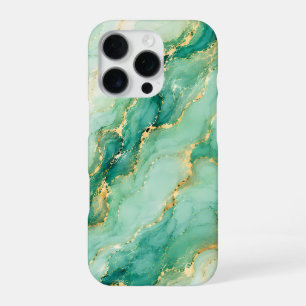 Mint & Gold Marmor Luxus iPhone 16 Pro Hülle