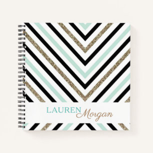 Mint Gold Personalisiertes SpiralNotebook Notizblock