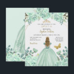 Mint Gold Prinzessin Sweet 16 Einladung<br><div class="desc">Budget Elegant Mint Gold Schmetterling Blumenprinzessin Sweet 16 Einladung</div>