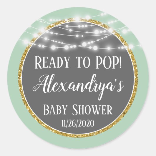 Mint Gold ready to Pop Baby Duwer Fevor Tags Runder Aufkleber (Vorderseite)