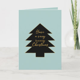 Mint Gold Schwarz Frohe Weihnachtsbaum Feiertagskarte
