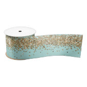 Mint Gold Sparkle Glitzer Satinband (Spule)