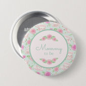 Mint Gold Tea Party Mommy zur Kinderdusche Button (Vorne & Hinten)