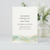 MINT-GOLD-WASSERFARBENE HOCHZEIT SAVE THE DATE (Stehend Vorderseite)