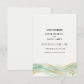MINT-GOLD-WASSERFARBENE HOCHZEIT SAVE THE DATE (Vorne/Hinten)